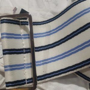 Express stripe blue white canvas belt